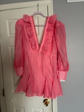 Pretty Pink Ruffle V-Neck